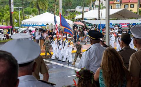 Photo Of Members of the U.S. Naval Sea Cadet Corps make their way to the grandstand during Guam’s 78th Liberation Day parade in Hagåtña, July 21.