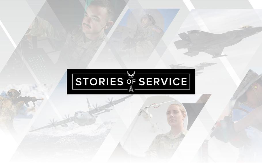 The Department of the Air Force released the first story in an ongoing series featuring Airmen and Guardian stories from around the force. The series, Stories of Service, aims to tell compelling and inspirational stories that focus not only on heroism and professional aspects of servicemembers’ careers but also on how their serving has influenced their lives. (U.S. Air Force graphic)