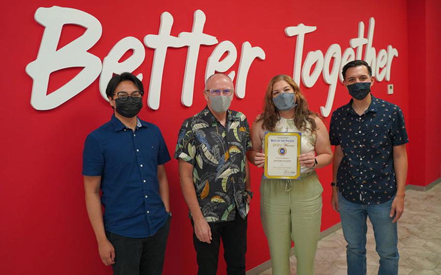 In photo (from left): DOCOMO Employees: Isaac Novilla, Brand Coordinator, Roderick Boss, Chief Executive Officer, Marilyn Borja, EVP, Enterprise Business Unit, and Jared Roberto, Public Relations Manager.