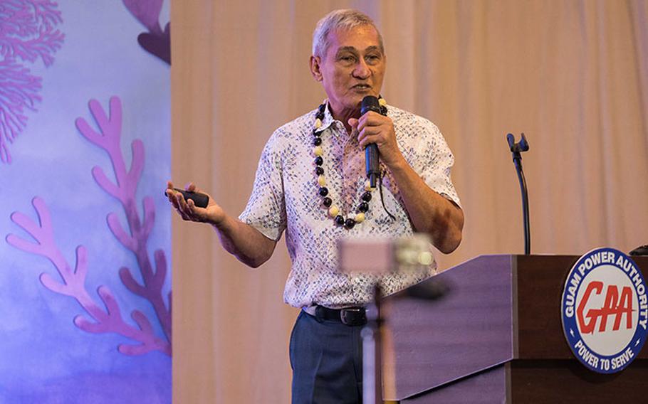 Guam Power Authority General Manager John Benavente presents the road map toward 100 percent renewable energy capacity at the Guam Clean Energy Transition Symposium on Monday, April 10 at the Hyatt Regency Guam. The symposium is one of the pre-conference events at the 14th University of Guam Conference on Island Sustainability on Monday, April 10. Photos courtesy of the University of Guam