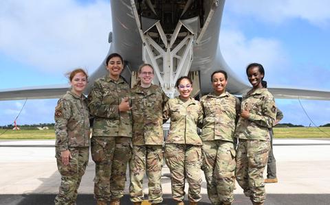 Photo Of U.S. Air Force 36th Medical Group airmen pose for a group photo during B-1B Lancer during their emersion tour at Andersen Air Force Base, Guam, Feb. 10, 2025. 