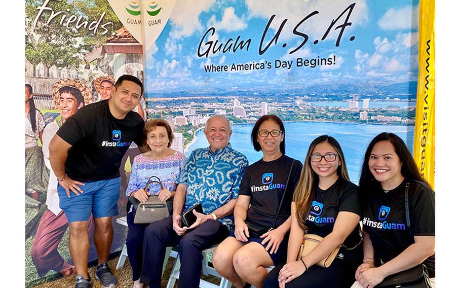 The Guam team at PIFA. (L-R) Mark Manglona, GVB Marketing Manager; Former First Lady Geri Gutierrez; Carl T.C. Gutierrez, GVB President & CEO; Dee Hernandez, GVB Director of Destination Development; Gabbie Franquez, GVB Marketing Manager; and Valerie Cruz Sablan, Executive Secretary.