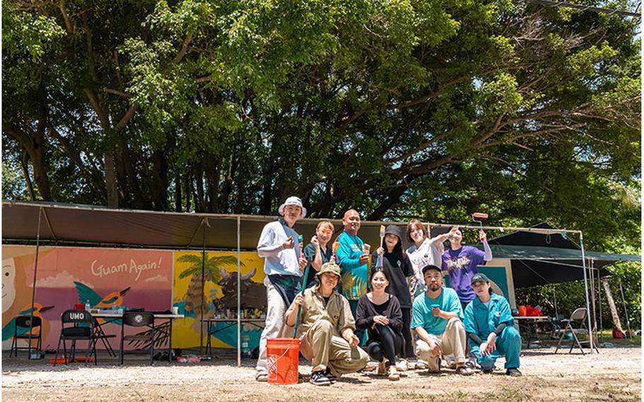 Top row (L-R) - Kim Gun Joo, artist; Ms. Lee Min Kyung, artist; Honorable Anthony P. Chargualaf, mayor of Inalåhan; Soijin Park, GVB Korea Sales & Marketing Coordinator; Lee Sool, artist; and Cho Yeonji, assistant. Bottom row (L-R) - Lee Kyung Min, assistant; Lee Minji, assistant; Lee Jaeho, artist; and Kim Ji Won, assistant.