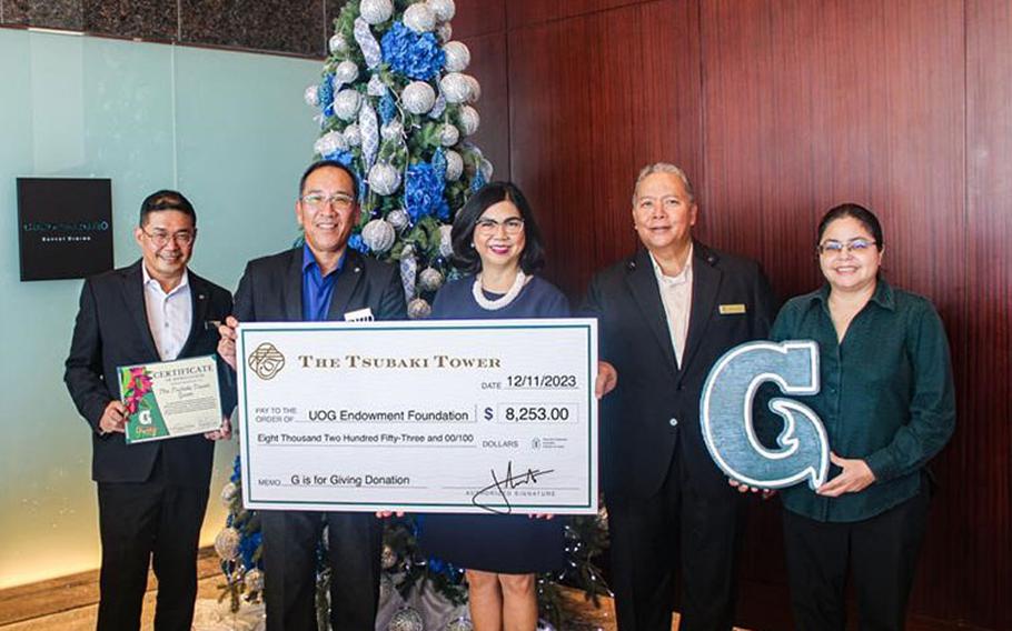 Photo I.D. from left: Joel Davis, Assistant General Manager, The Tsubaki Tower; Ken Yanagisawa, incoming President, P.H.R. Ken Micronesia and General Manager, The Tsubaki Tower; Dr. Anita Borja Enriquez, President, University of Guam; Vincent “Ben” Cruz, Military, Corporate Sales, and Community PR Manager, The Tsubaki Tower; and Katrina T. Perez, Executive Director, UOG Endowment Foundation.