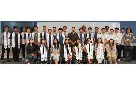 Photo Of The Spring 2025 Civil Engineering graduating class gathers for a group photo during the University of Guam School of Engineering Recognition Ceremony held on May 15, 2025, on the UOG campus.