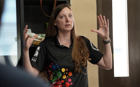 Photo Of Guam Green Growth Makerspace Coordinator Emily Wendte discusses the project at a recent workshop held at the space.