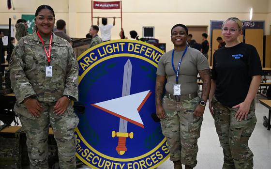 Photo Of U.S. Air Force Airmen from 36th Security Forces Squadron volunteer during Career Day at Okkodo High School, Guam.