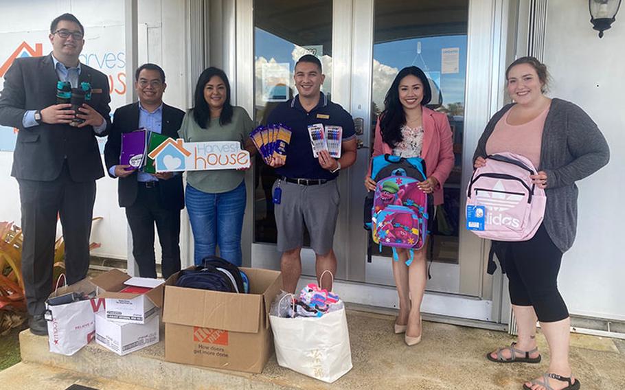 From left to right: Rod Labrecque, Guest Relations Manager; Joel Sanchez, Property TQM Manager; Harvest House - Rosie Duenas; Jesse Reyes, Property Recreation Manager; Sherry Reyes, Property Public Relations Manager; Harvest House - Ashley Lemley.