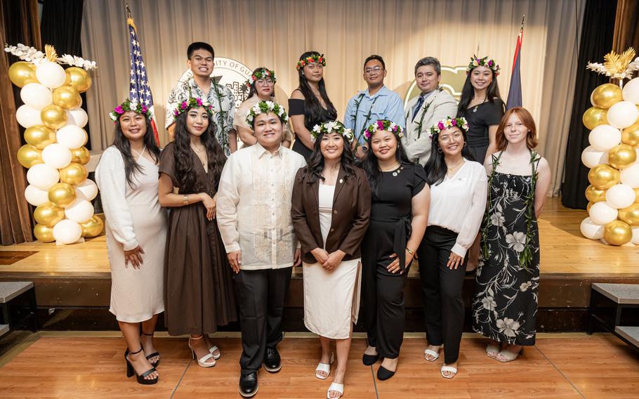The officers and senators of the University of Guam’s 64th Student Government Association take a group photo during the SGA inauguration ceremony.