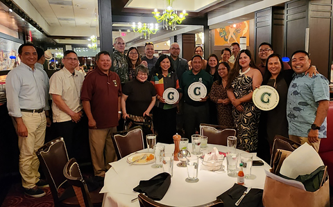 Photo Of UOG President Anita Borja Enriquez and Triton Alumni from the Washington, D.C., Maryland, and Virginia areas gathered at the Carlyle in Arlington, Virginia, on June 11, 2024.