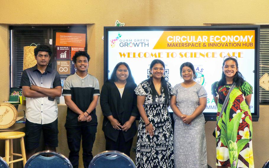 Six students from colleges throughout Micronesia joined the UOG SEAS Bridge to Bachelor’s program and recently completed presentations at a Science Café event held at the Guam Green Growth Circular Economy Makerspace and Innovation Hub.