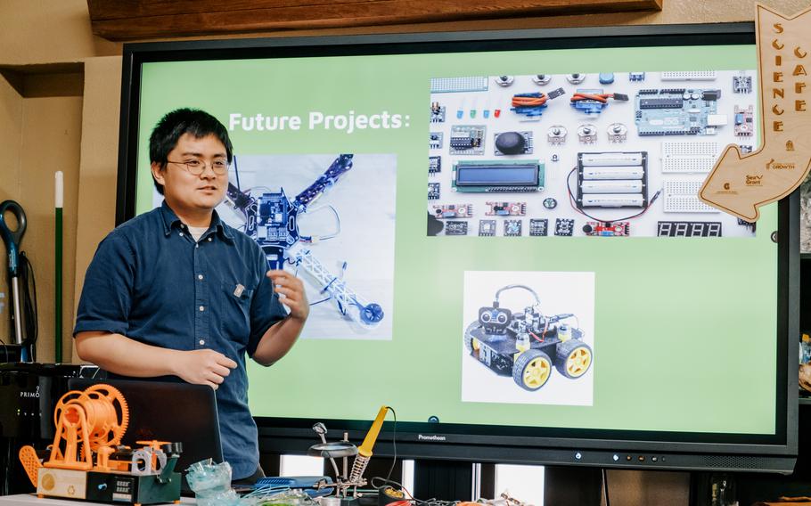 UOG Center for Island Sustainability and Sea Grant and Guam NSF EPSCoR student research intern Carlo Tapia presented his project during a special Science Café event held at the Guam Green Growth Circular Economy Makerspace and Innovation Hub.