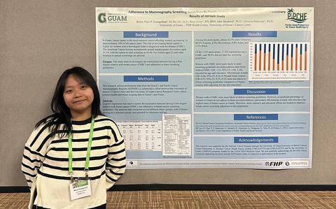 Photo Of University of Guam chemistry and biology sophomore Reina Evangelista showcased her cancer research project.