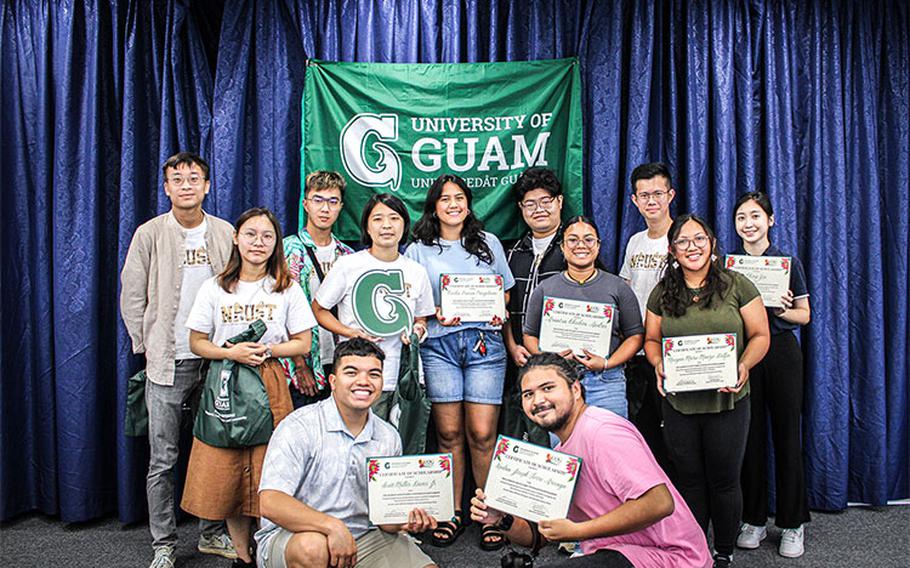 Agriculture students from the University of Guam and National Pingtung University of Science & Technology in Taiwan participated this summer in the first Smart Agriculture Technology & Culture Experience Study Abroad Program. The participating students were (standing, from left) Nuo-Ya Lou; Tzu-Yi Li; Hua-En Zhang; Zhen-Wei Huang; Celia Pangelinan; Dian-Yu Huang; Arantxa Andres; I Li Hua; Maegan Delfin; Ashley Yip; (front row, from left) Scott Davis Jr.; and Kaelan Arciaga.