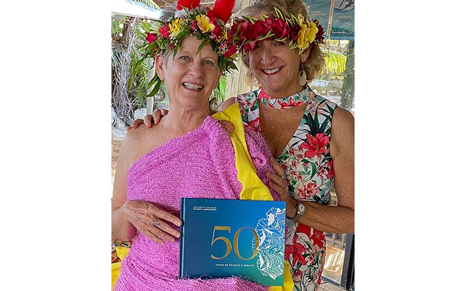 (From left) Olympia Terral, research associate at the Western Pacific Tropical Research Center, and Laurie Raymundo, interim director of the Marine Lab and professor of marine biology at the University of Guam, at the “University of Guam Marine Laboratory: 50 Years of Science & Service” book launch on May 7 at the Marianas Yacht Club. Terral is one of the book's contributors. Photos courtesy of University of Guam