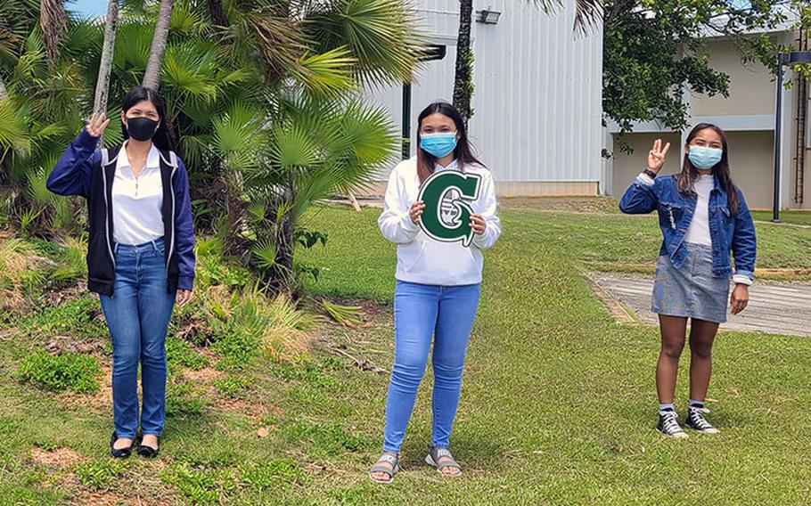 University of Guam students (from left) Britney Sison, Aisleabesh Maglaque, and Anesha Ignacio are three recipients of 41 community-funded scholarships awarded this semester through the UOG Endowment Foundation. University of Guam file photo from 2020