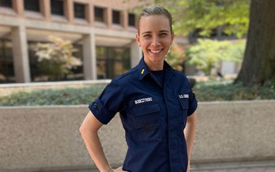 U.S. Coast Guard Academy graduate, Ensign Elyse Bobczynski has the distinction of being the first USGC-sponsored student to attend medical school at the Uniformed Services University.