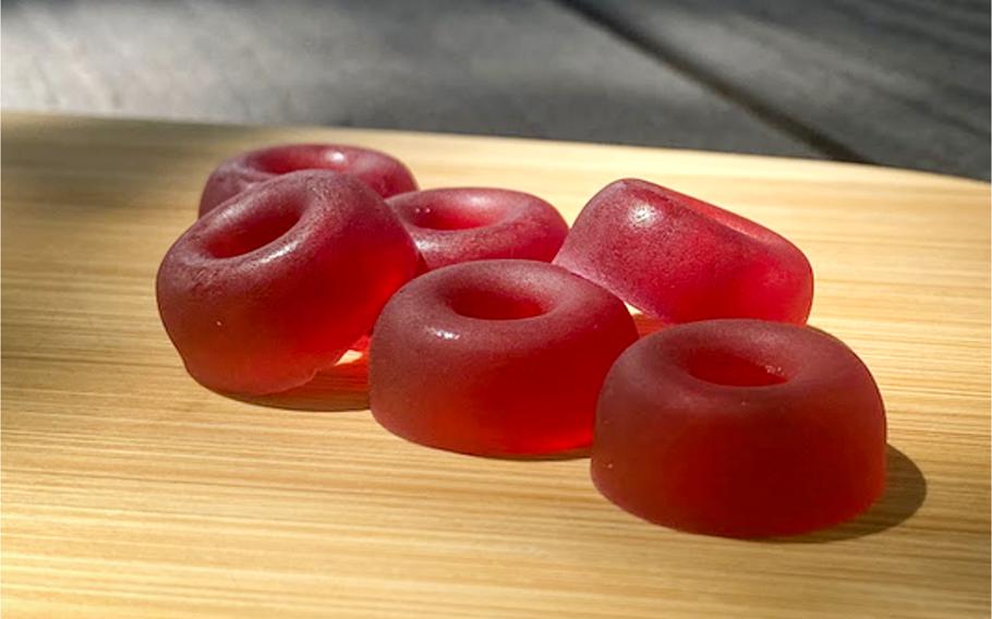 Gummy candies made from locally grown dragon fruit.