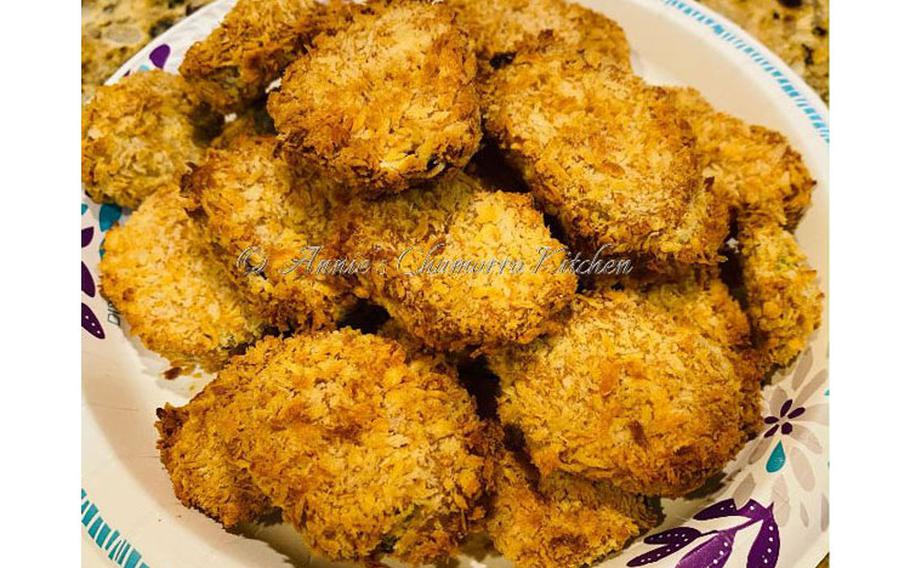 A full close-up photo of Chamorro fried pickles.