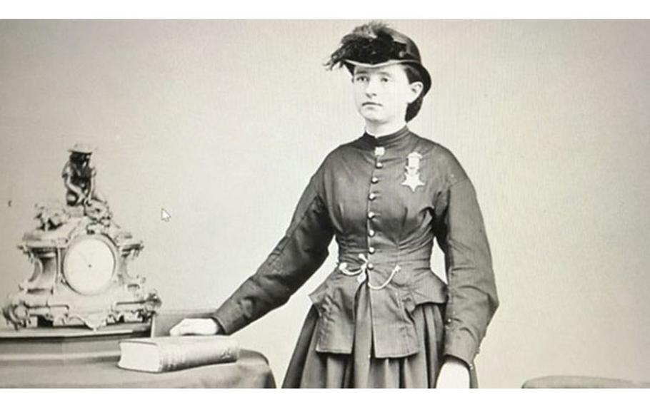 A photo by Mathew Brady of Dr. Mary Edwards Walker circa 1866, shown wearing her Medal of Honor (Photo by: Courtesy of National Archives).