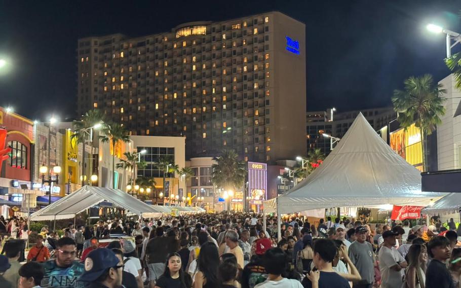 A growing crowd flocked Pale San Vitores Road in Pleasure Island for the Tumon Night Market.