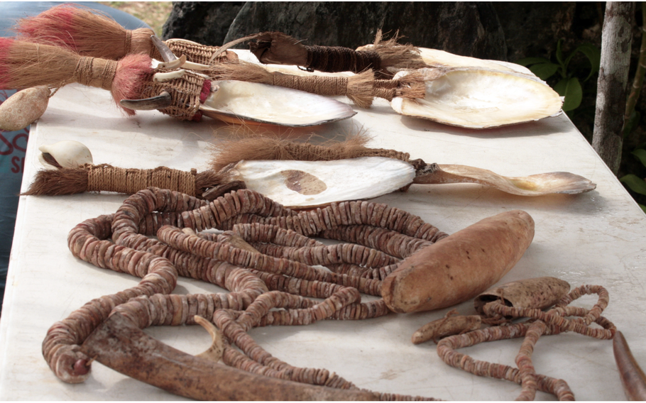 Traditional shell money displayed during Yap Day.