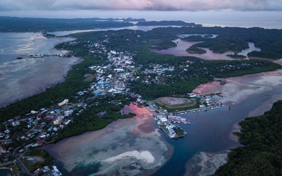 Birds-eye view of Koror.