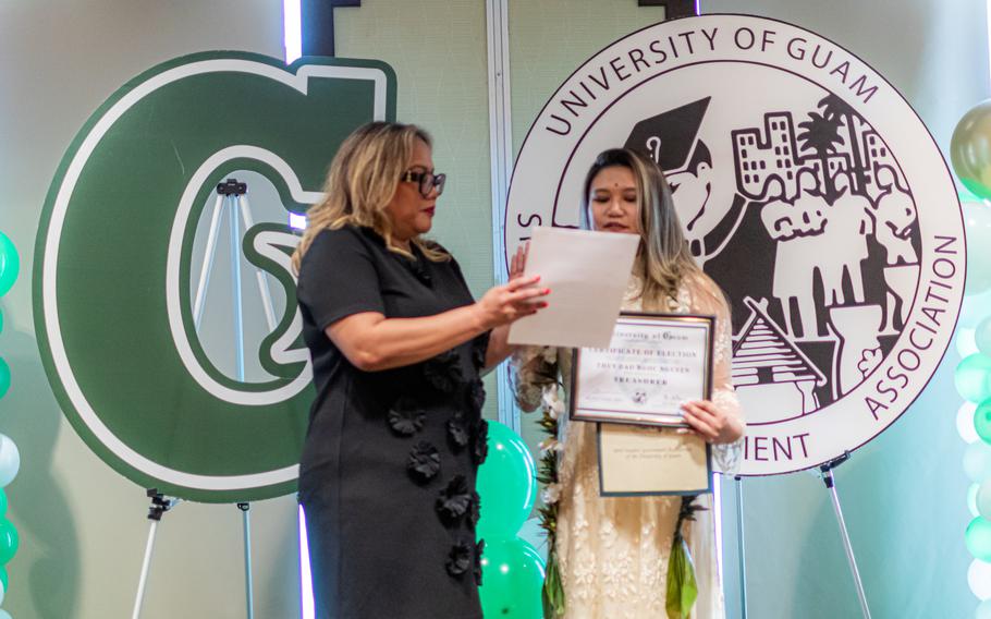 SGA Treasurer Thuy Nguyen swears in for her 4th term in the UOG Student Government Association.