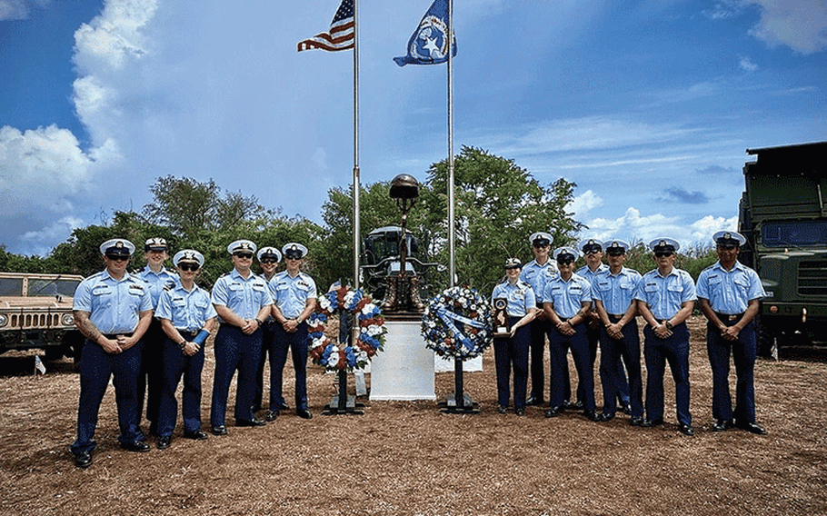 The crew of the USCGC Frederick Hatch observes the 80th anniversary of the Battle of Tinian on July 24. On July 24, 1944, the U.S. Coast Guard supported the landing of 15,600 men of the 2nd and 4th Marine Divisions on the Island of Tinian to retake it from the Imperial Japanese Forces. 