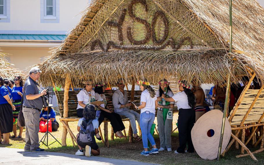 The Yap Student Organization won first place in the hut-building competition. Chuuk Student Organization placed second; Pohnpei Student Organization took third place; and the Society of American Military Engineers, Student Chapter, placed fourth.