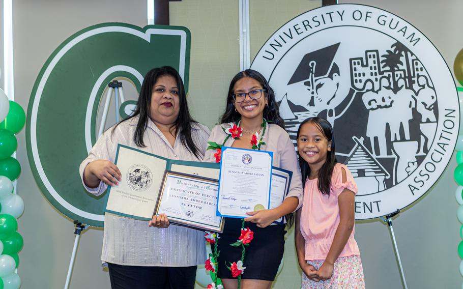 SGA Senator Kennysha Sablan with her family.