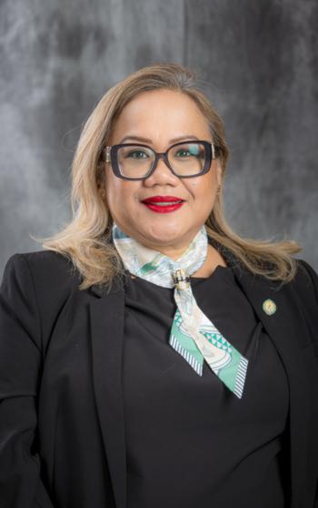 Dr. Sharleen Santos-Bamba poses for a photo.