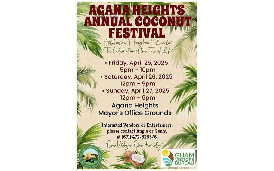 flyer promoting the festival. graphic illustrations of coconut and coconut trees are used.