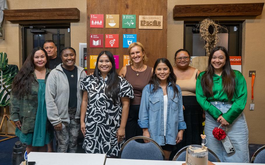 Students from the first class on Island Sustainability pose for a photo.