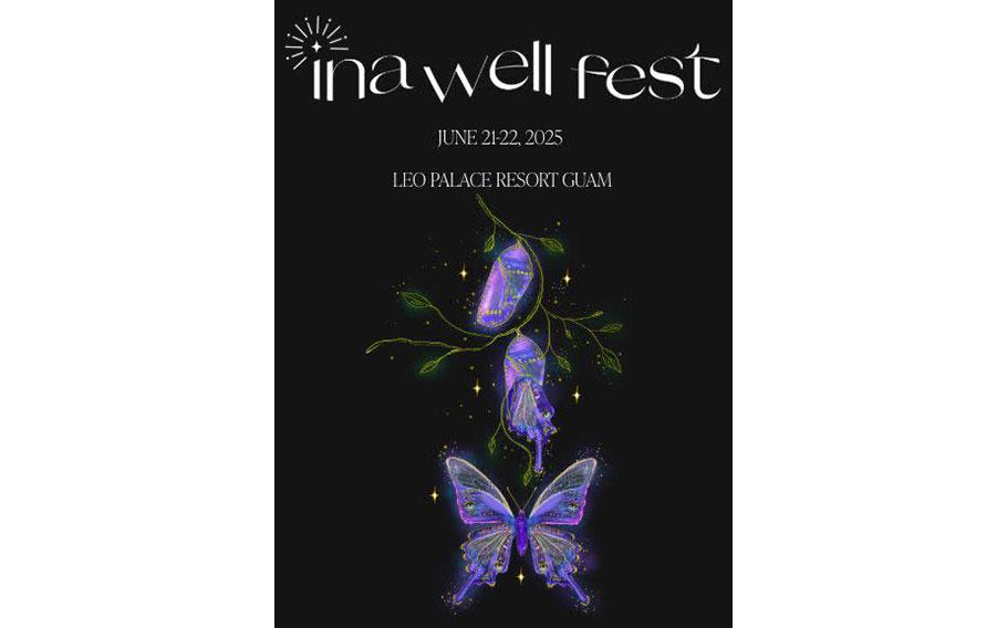 flyer promoting the fest. Graphic illustrations of flowers and a butterfly are used.