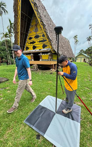 Thomas Torres II sets up an RTK base station during the LiDAR mapping campaign in Palau.