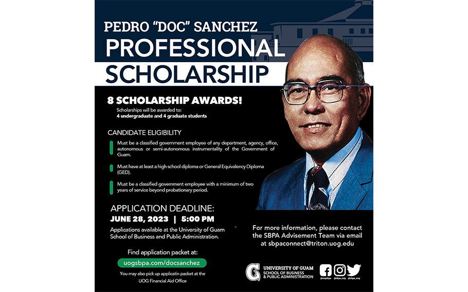 UOG Pedro “Doc” Sanchez Professional Scholarship Flyer