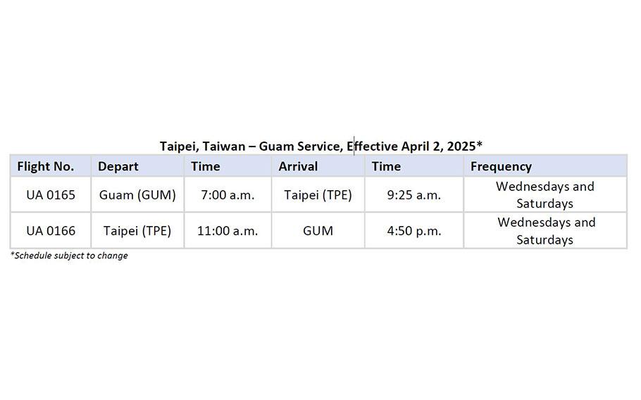 new flihgt’s timetable between Taipei and Taiwan.