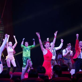performers are dancing.