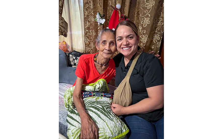 U.S. Master Sgt. Misty Palomo and her aunt pose for a photo.