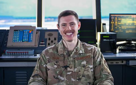 Photo Of U.S. Air Force Staff Sgt. Joshua Huan supervises all control positions in the tower.