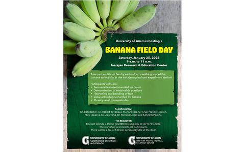 Photo Of flyer promoting banana field day. a photo of a bunch of bananas is used.