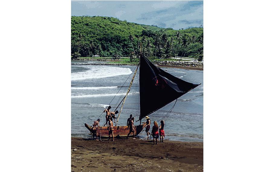 some people are trying to set sail from the beach.