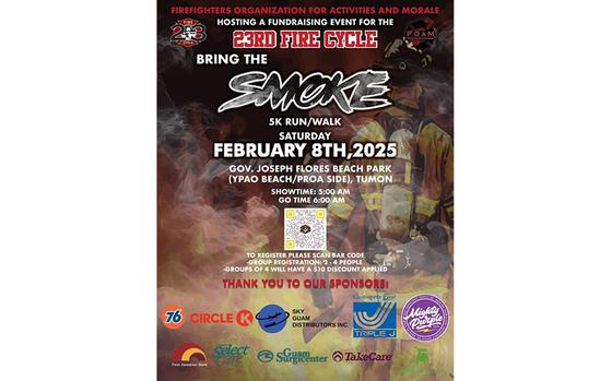 Photo Of flyer promoting the 5K fun. a photo of a firefighter is used.