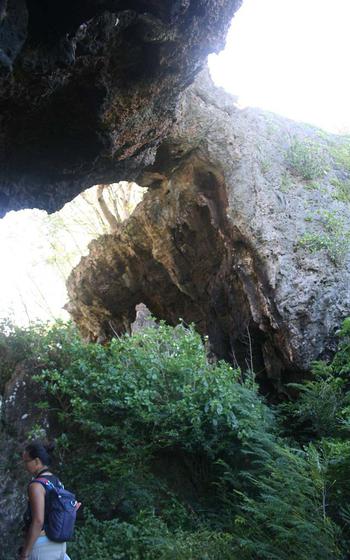 This natural rock formation is called “Kissing Rock” by locals and offers hikers a spectacular view of the eastern coast of Guam, after ascending from Talo’fo’fo caves.