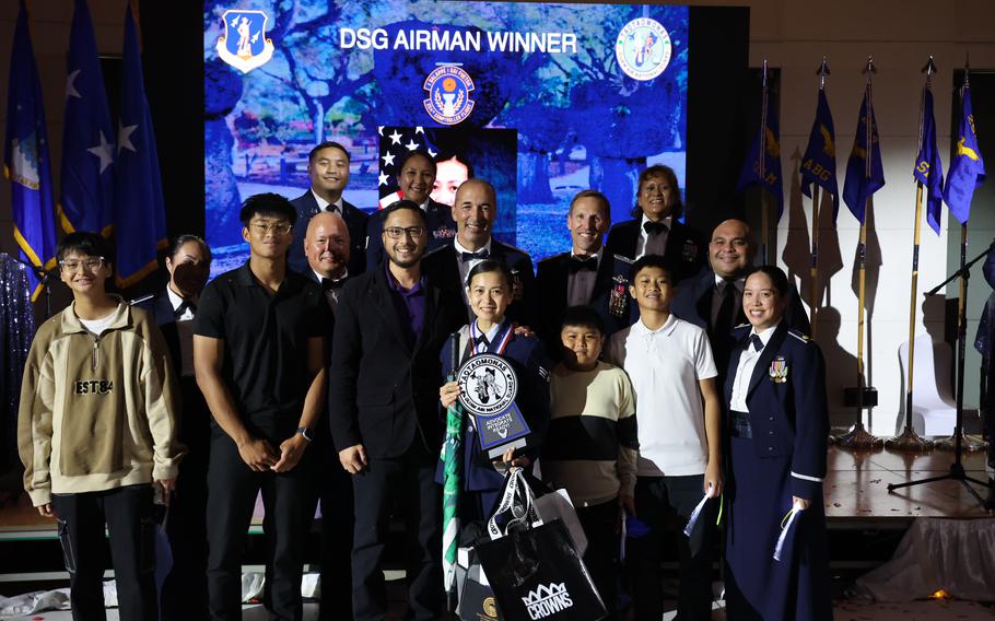 SrA Jerryzza Manalo (CPTF) – DRILL STATUS GUARDSMAN AIRMAN OF THE YEAR:
U.S. Air Force Senior Airman Jerryzza Manalo, financial analyst technician at the 254th Comptroller Flight, Guam Air National Guard, receives the award for Drill Status Guardsman Airman of the Year at the 2023 Guam Air National Guard Outstanding Airman of the Year event at Leo Palace Resort, Guam, Feb. 3, 2024. Manalo provides quality customer service in support of over 400 assigned military members to include traditional guardsmen, Active Guard Reserves, technicians and civilians of the Guam Air National Guard. 