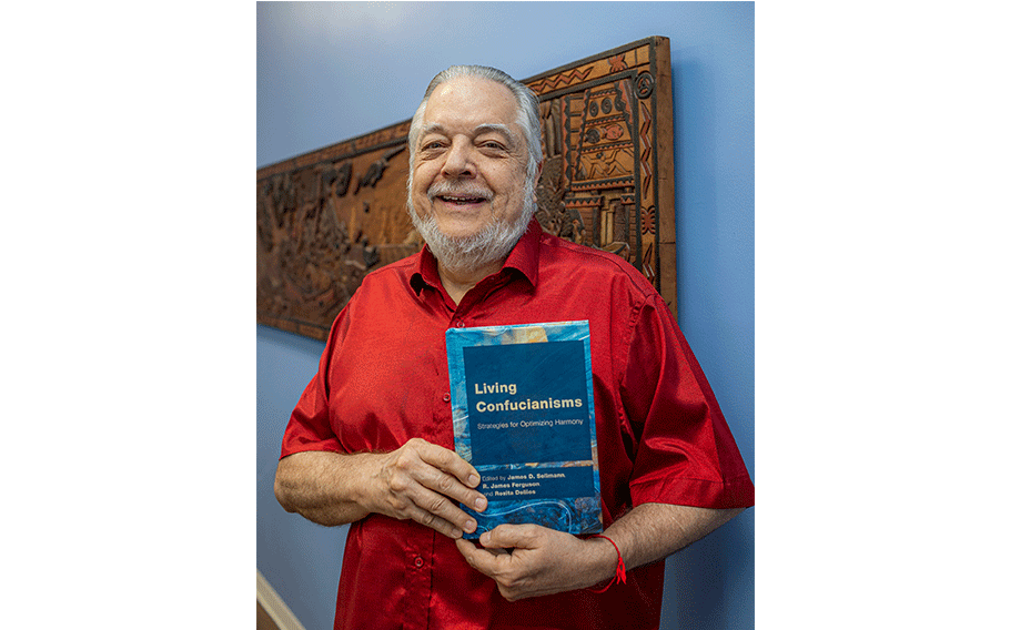 Dr. James Sellmann, Dean of the College of Liberal Arts and Social Sciences at the University of Guam, showcases the book he co-edited, Living Confucianisms: Strategies for Optimizing Harmony. Sellmann is also a professor of Philosophy and Micronesian Studies at UOG. He has published more than 110 articles in peer-reviewed books and journals. He has a doctorate in Chinese philosophy from the University of Hawaii at Mānoa.