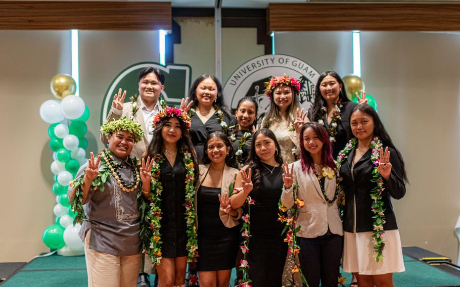 The executive officers and senators of the University of Guam 63rd Student Government Association take their oaths of office on August 12 in the Unnai Ballroom, Westin Resort Guam.
Front, from left to right: SGA Senator Devin Santos, SGA Senator Tai-ana Salas, SGA Senator Kennysha Sablan, SGA Senator Ricci Fuellas, SGA Senator Keira Crystal Paz, SGA Senator Amara Austria; In the back, from left to right: SGA Public Relations Officer Brian Teodosio, SGA Secretary Grace Anne Dela Cruz, SGA President Nicole Guerrero, SGA Treasurer Thuy Nguyen, SGA Vice President Keana Ardiente.