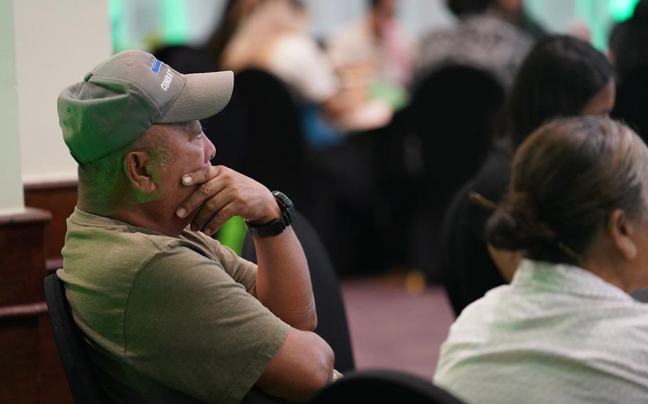 Joe Agustine, a farmer from Malesso’, listens during a presentation at the Guam AgrAbility Regional Workshop