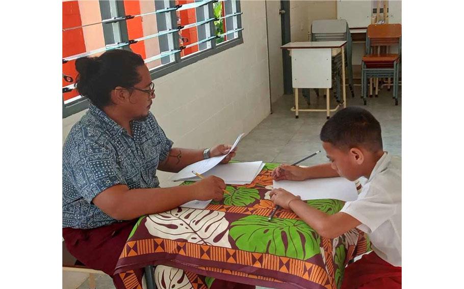 University of Guam alumnus Lazaro Quinata taught English at a primary school in Samoa as a volunteer with the Peace Corps.